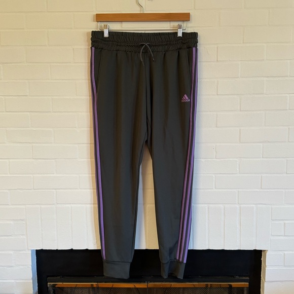adidas Other - NWT Adidas Men’s Gray Joggers with Purple Stripes